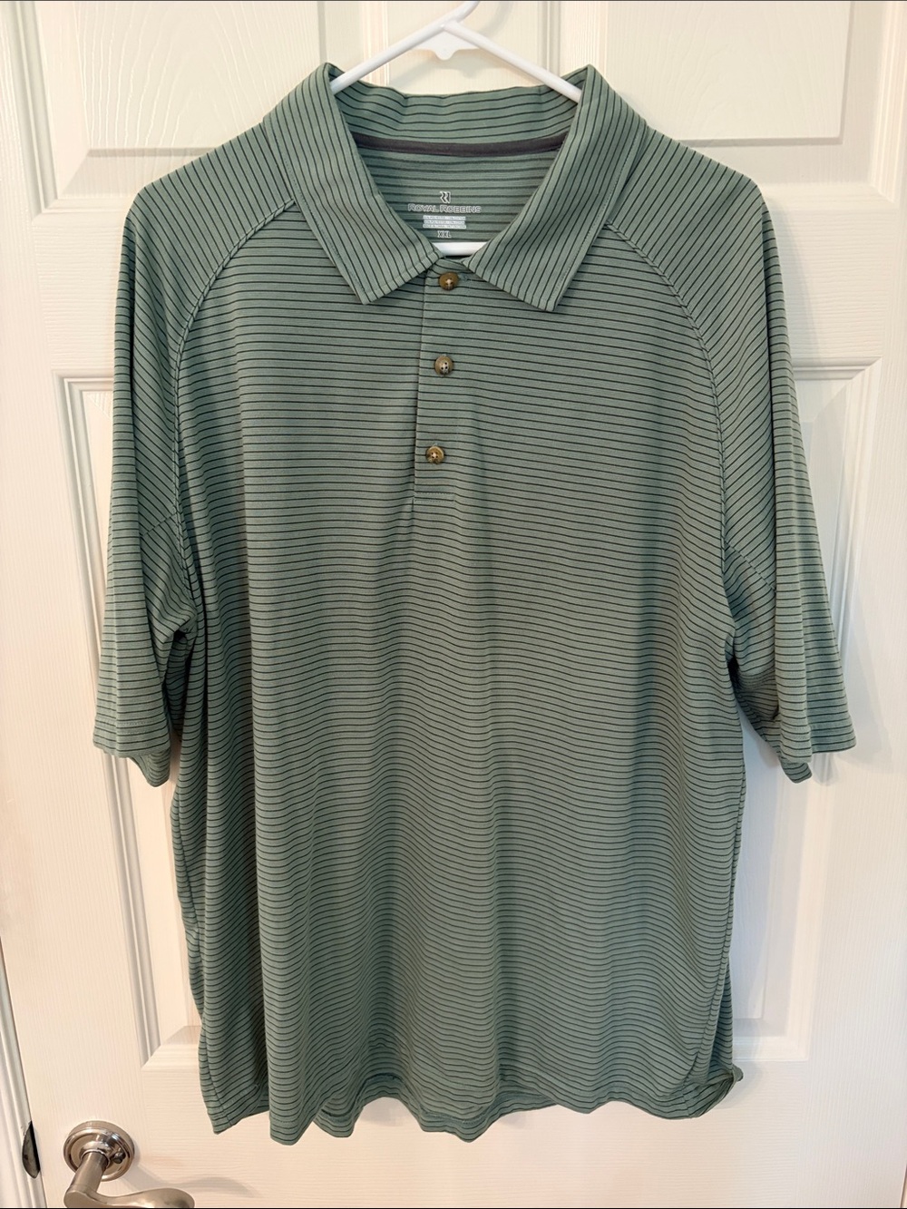Royal Robbins Green Striped Performance Polo
